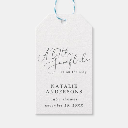 Een sneeuwvlokje winterfeest baby shower cadeaulabel (Voorkant)