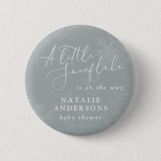 Een sneeuwvlokje winterfeest baby shower ronde button 5,7 cm (Voorkant)