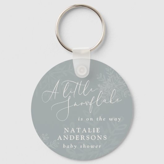 Een sneeuwvlokje winterfeest baby shower sleutelhanger (Voorkant)
