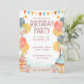 Een Snoep-gekleurde verjaardagsviering uitnodiging (Staand voorkant)