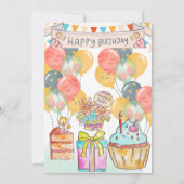 Een Snoep-gekleurde verjaardagsviering uitnodiging (Achterkant)