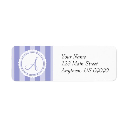 Een Snoep Striper Monogram Adresetiket (Paars) Etiket (Voorkant)