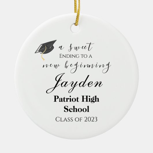 Een snoepje dat eindigt op een nieuw Afstuderen Keramisch Ornament (Voorkant)