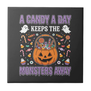 Een Snoepje Per Dag Halloween T-shirt Ontwerp Tegeltje