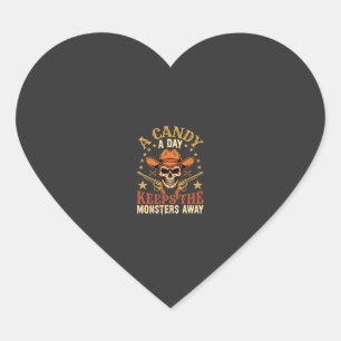 Een snoepje per dag houdt de monsters weg Hallowee Hart Sticker