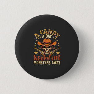 Een snoepje per dag houdt de monsters weg Hallowee Ronde Button 5,7 Cm