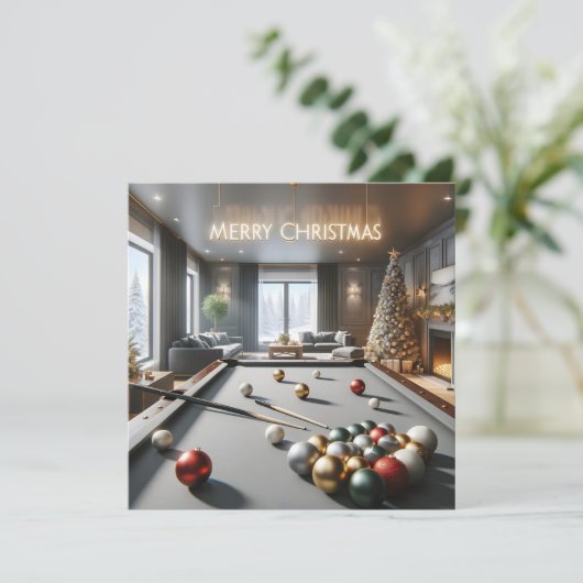 Een snooker Kerstgenot Feestdagenkaart (Staand voorkant)