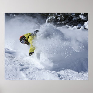 Een snowboarderrips zonder trackpoeder draaien in poster