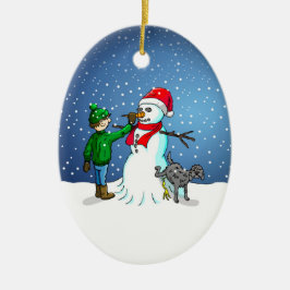 Een Snowman bouwen Keramisch Ornament