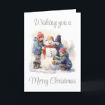 Een Snowman Christmas-Kaart bouwen Feestdagen Kaart<br><div class="desc">Wens vrienden en familie een vrolijk kerstfeest met dit schattige gebouw een sneeuwpop kerst Kaart!</div>