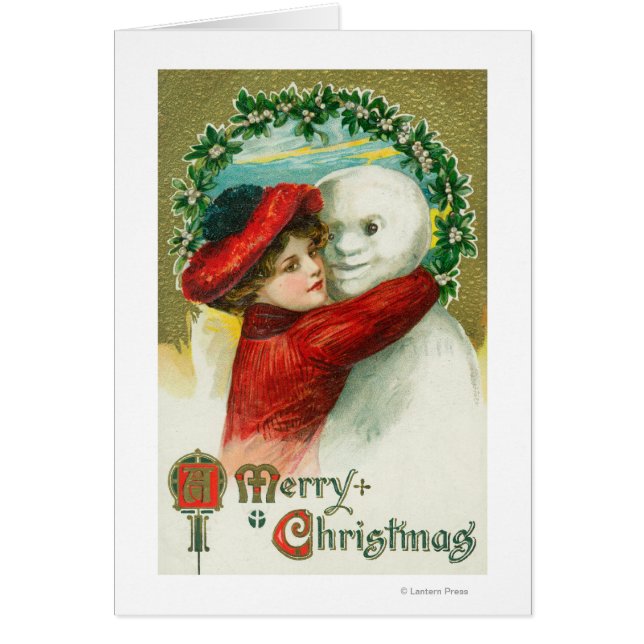 Een snowman-scène met een prettige kerst (Voorkant)