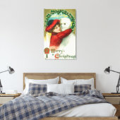 Een snowman-scène met een prettige kerst canvas afdruk (Insitu (Slaapkamer))
