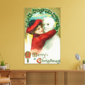 Een snowman-scène met een prettige kerst canvas afdruk (Insitu (Woonkamer))