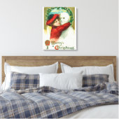 Een snowman-scène met een prettige kerst canvas afdruk (Insitu (Slaapkamer))