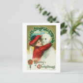 Een snowman-scène met een prettige kerst feestdagenkaart (Staand voorkant)