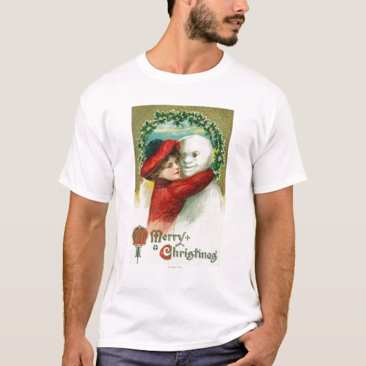 Een snowman-scène met een prettige kerst t-shirt (Voorkant)