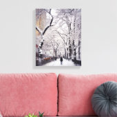 Een Snowy City Sidewalk Canvas Afdruk (Insitu (Woonkamer))