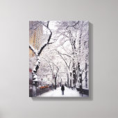 Een Snowy City Sidewalk Canvas Afdruk (Voorkant)