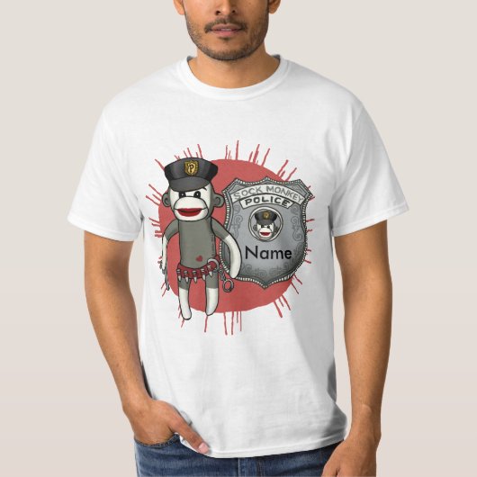 Een Sock Monkey politie t-shirt (Voorkant)