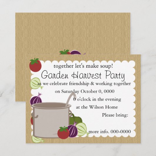 Een soep kaart (Voorkant / Achterkant)