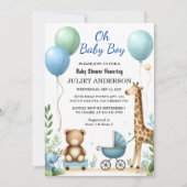 Een Soft Boho Beer Blue Cub Welkom Baby Boy Shower Kaart (Voorkant)
