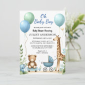 Een Soft Boho Beer Blue Cub Welkom Baby Boy Shower Kaart (Staand voorkant)