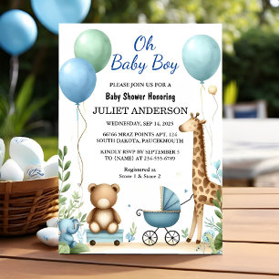 Een Soft Boho Beer Blue Cub Welkom Baby Boy Shower Kaart