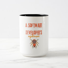 Een software ontwikkelaars nachtmerrie grappig tweekleurige koffiemok