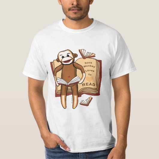 Een sokken aap leest t-shirt (Voorkant)