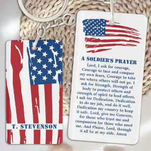 Een soldaat bidt militaire patriottische Amerikaan Sleutelhanger