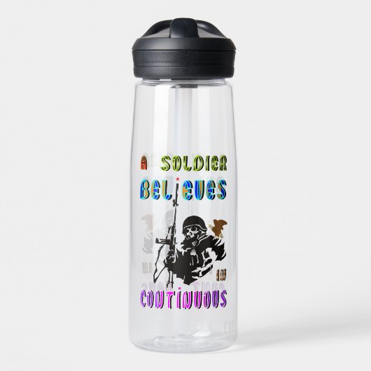 Een soldaat gelooft in continu waterfles (Voorkant)