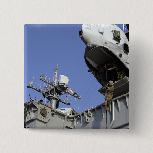 Een soldaat met snelle touwen vierkante button 5,1 cm (Voorkant)