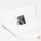 Een soldaat zorgt voor de veiligheid van mariniers vierkante sticker (Envelop)