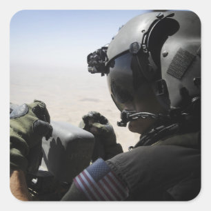 Een soldaat zorgt voor veiligheid vierkante sticker