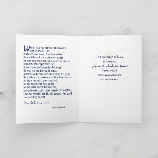 Een solitair leven Religieuze Kerst Kaart Dark Bl (Binnen)