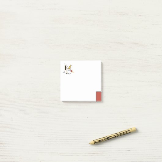 Een soort modern kunstmonogram. Brief M Post-it® Notes (Op bureau)