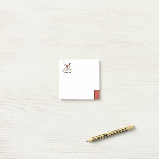 Een soort modern kunstmonogram. Brief V Post-it® Notes (Op bureau)