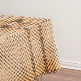 Een soort tartan van bruinachtige onregelmatige sc tafelkleed