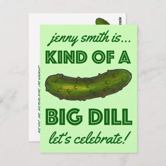 Een soort uitnodiging van een Big Dill Pickle Part (Voorkant / Achterkant)