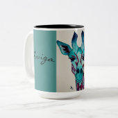Een soort Waterverf-Giraffe-koffie-Mok Tweekleurige Koffiemok (Voorkant links)