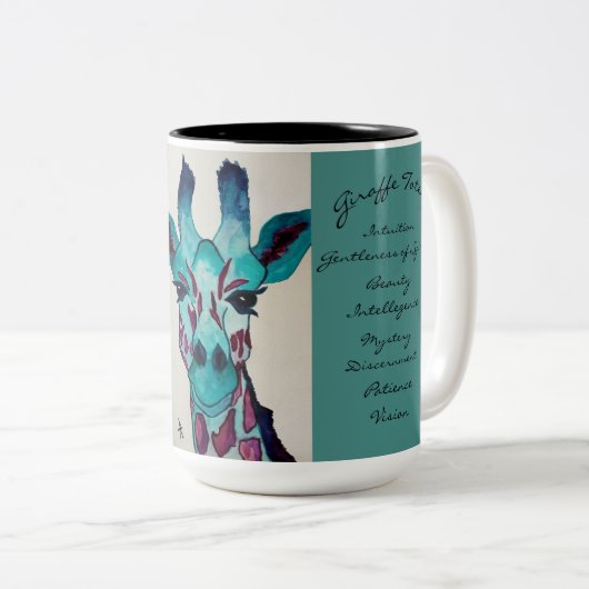 Een soort Waterverf-Giraffe-koffie-Mok Tweekleurige Koffiemok (Voorkant rechts)