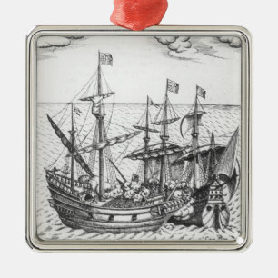 Een Spaans Treasure Ship Metalen Ornament