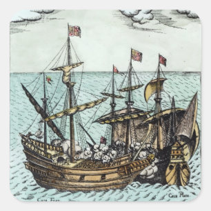 Een Spaans Treasure Ship Vierkante Sticker