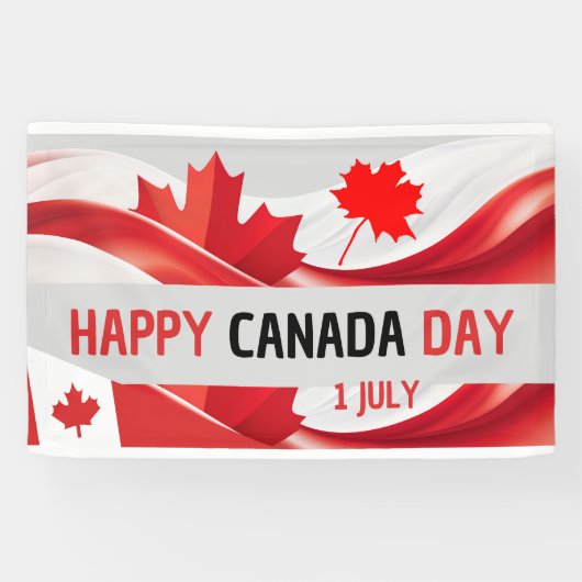 Een spandoek met de tekst "Happy Canada Day, 1 jul (Horizontaal)