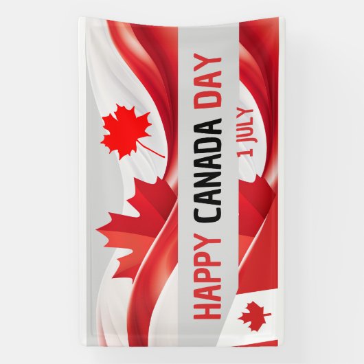 Een spandoek met de tekst "Happy Canada Day, 1 jul (Verticaal)