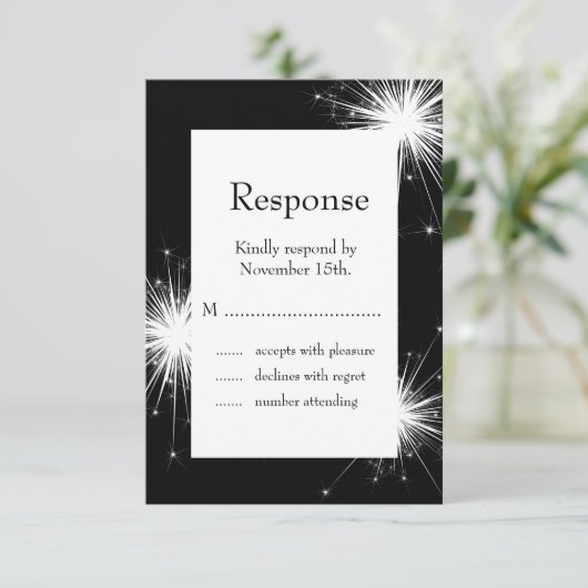 Een Sparkler RSVP (zwart) Kaartje (Staand voorkant)