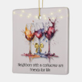 Een spatje wijn Waterverf buurt Keramisch Ornament (Links)