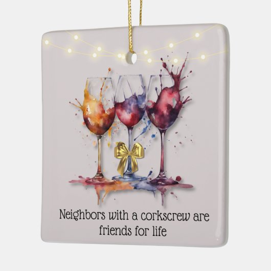 Een spatje wijn Waterverf buurt Keramisch Ornament (Links)