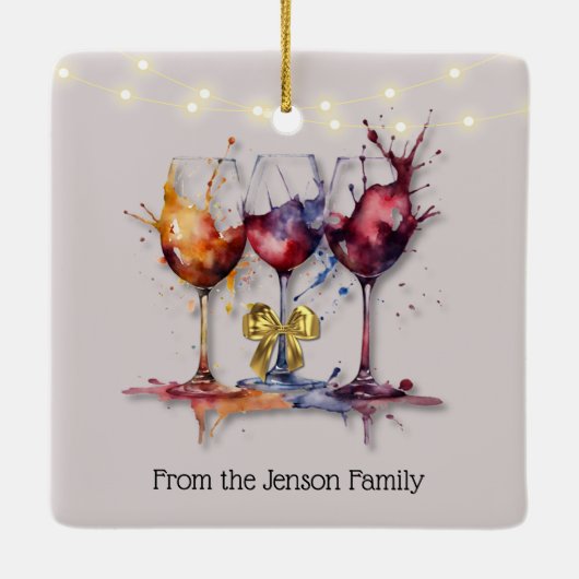 Een spatje wijn Waterverf buurt Keramisch Ornament (Achterkant)