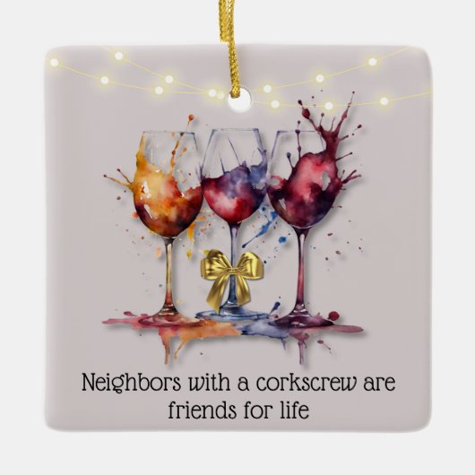 Een spatje wijn Waterverf buurt Keramisch Ornament (Voorkant)